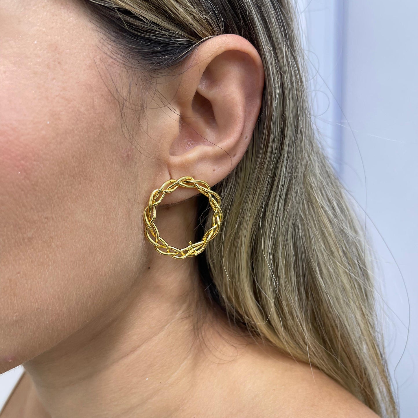 ARETE BRONCE BAÑO ORO DOBLE FUNCIÓN