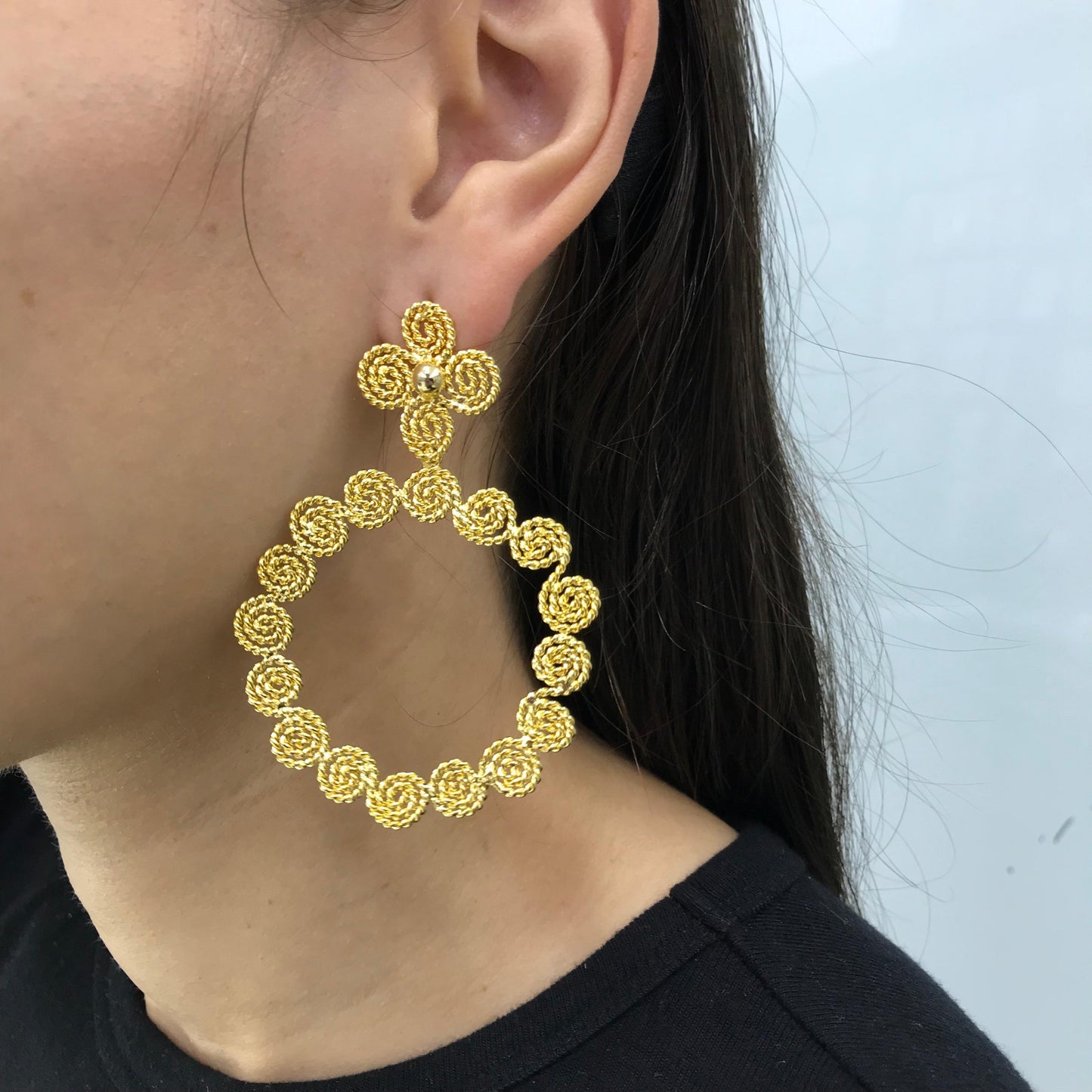 ARETE BRONCE BAÑO ORO DOBLE FUNCIÓN