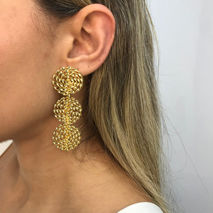 ARETE BRONCE BAÑO ORO DOBLE FUNCIÓN